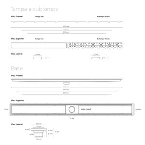 Ralo Linear Tampa Inox Seca Royal  90 Cm - Ralo Linear