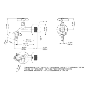 Torneira 1130 C/ Bico Dn 20 (3/4) Para Jardim Parede Docolprimor - Docol