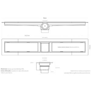 Ralo Linear  Tampa Inox Seca Smart 70 Cm 2 Saidas De 50mm - Ralo Linear