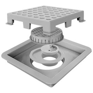 Ralo Square Fun - Tampa Vazada Pvc Cinza 15x15cm
