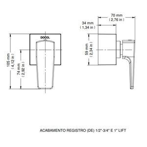 Acabamento Docol Para Registro Deca E Similares 1/2, 3/4 E 1 Lift Cromado - Docol