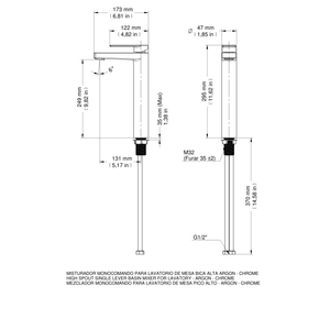 Misturador Monocomando Para Banheiro Mesa Bica Alta Argon Cromado - 847806 - Docol