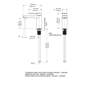 Torneira Para Banheiro Mesa Bica Baixa Argon Cromado - 847306 - Docol