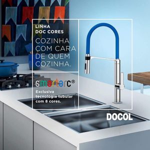 Misturador Monocomando Para Cozinha De Mesa Doc Chrome/azul 695780 - Docol