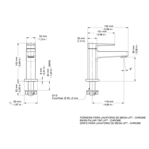 Torneira Para Lavatório De Mesa Lift Cromado - Docol