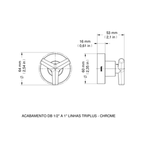 Acabamento Para Registro 1/2, 3/4 E 1 Docolbase Triplus Cromado - Docol