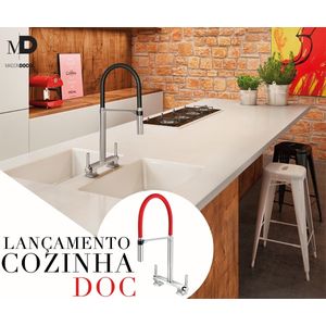Misturador Para Cozinha De Mesa Bica Alta Doc Chrome/vermelho 738779 - Docol