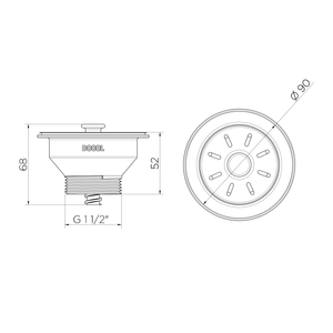 Válvula De Escoamento Para Cozinha Americana 3 1/2’ Cromado - Docol