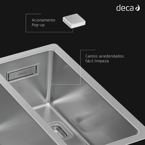 Cuba Para Cozinha Retângular Dupla Wish Inox 57,5x44cm - Deca