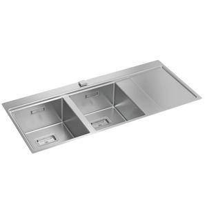 Cuba Para Cozinha Retângular Dupla Wish Inox 116x52cm - Deca