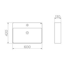 Cuba De Apoio Retangular Branco 600x420x130 - Docol Louças