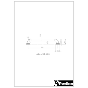 Barra De Apoio Reta  50 Cm Aluminio Soft 1.1/4 Pne/pcd - Pevilon