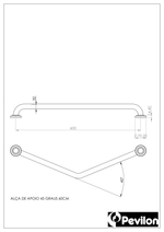 barra de apoio 45 graus 60 cm aluminio soft 114 pnepcd  pevilon