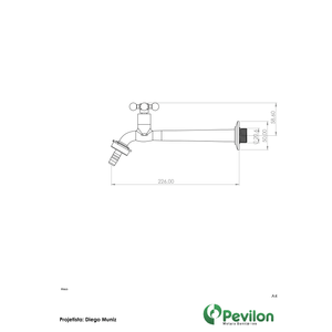 Torneira Cozinha De Parede Ravena Com Bico Dn15/dn20 C33 1163 - Pevilon