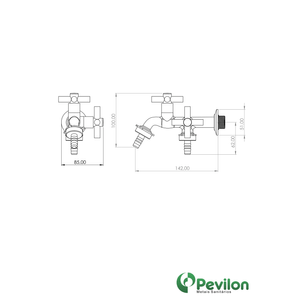 Torneira Tanque/ Máquina Ravena  De Parede Com Bico Vedante C31 1428  - Pevilon