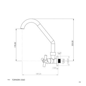 Torneira Cozinha Parede 1/4 Bica Alta Ravena Cromado C31 3060 - Pevilon