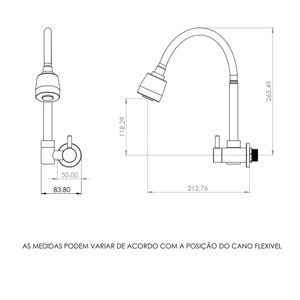 Torneira Cozinha Sanremo Giratória Gourmet Parede C31 1165  1/4 - Pevilon