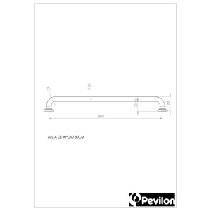 Barra De Apoio Soft Reta  Alumínio 80 Cm  1.1/4 Pne/pcd - Pevilon