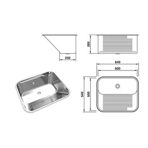 Cuba Tanque Ct-60  Furo De 2.5  600x500x285mm Escovado  - Mekal