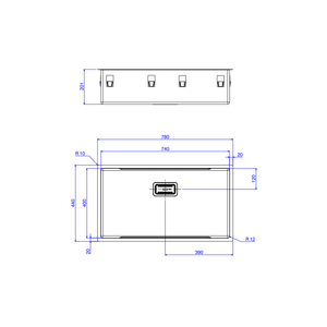 Cuba De Cozinha Wish  Cc.620.74.std.inx Retângular  780x440x201mm Inox - Deca Cubas Inox