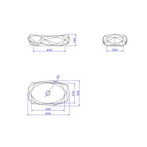 Cuba De Apoio Oval Facetada Ebano Fosco 55x34x15 Cm - Deca