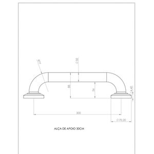 Barra De Apoio Reta  30 Cm Alumínio Soft 1.1/4 Pne/pcd - Pevilon