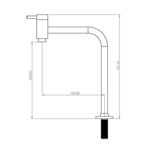 Torneira C22 94956 Piazza Fixa  Bancada 1/4 Preto - Pevilon