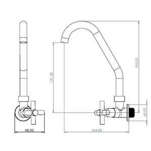 Torneira C64 93060 Ravena Cozinha Parede Com Arejador 1/4 Preto - Pevilon