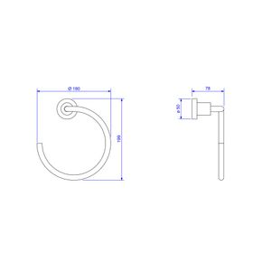 Porta Toalha Argola 2050.bl.slm.mt Slim Black Matte - Deca