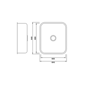 Cuba Simples Extra  Cs60 - Furo De 4.5 - 600x500x200mm Polido Lisa - Mekal