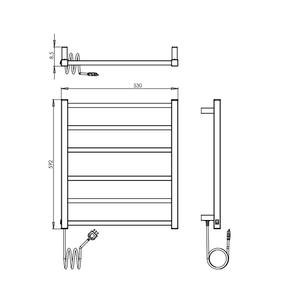 Porta Toalha Aquecido Thermo Prime 220v - 53 X 59,2 X 8,5cm Preto - Aquece Metais