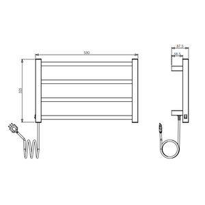 Porta Toalha Aquecido Thermo Square 220v - 53 X 32,5 X 8,7cm Preto - Aquece Metais