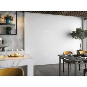 Porcelanato Groove Bianco Rr12208 Acetinado Decor Relevo Esmaltado Retificado 62,0x121,0 - Damme