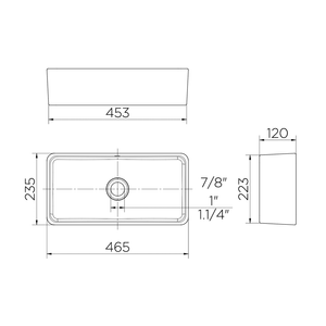 Cuba Apoio Rt9 Retangular  465x235x120mm White - Docol