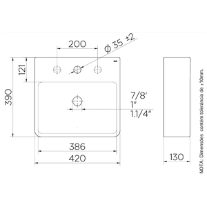 Cuba De Apoio Retangular Luxo Com Mesa 420x390x130mm White - Docol