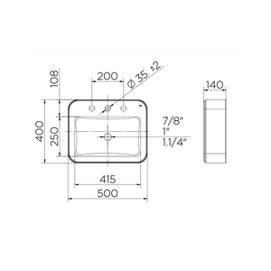 Cuba De Apoio Retangular Rt16 Com Mesa 500x400x140mm White - Docol Louças