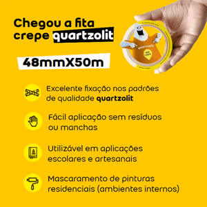 Fita Crepe Uso Geral 48mmx50m - Quartzolit