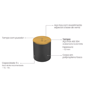 Lixeira Util Acabamento Gold Mix 5l - Tramontina