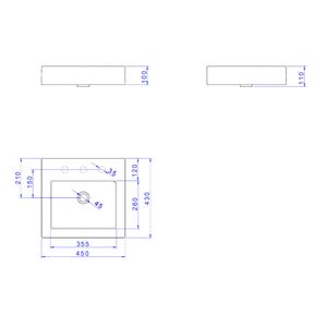 Cuba Apoio Com Mesa Quadrada L737 94 Ebano Fosco 430mm - Deca