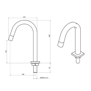 Torneira Lavatorio Mesa Bica Alta 1/4 Quadratta  Black Matte Tube - Ouse Metais
