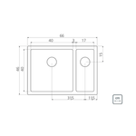 cuba quadrum inox 66x46x205  tramontina