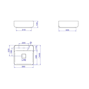 Cuba Apoio Quadrada Mesa Slim Cinza Antracite 40,0x40,0x13,5 Cm - Deca