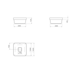 Cuba Sobrepor Quadrada Slim Cinza Antracite 0,0x30,0x13,5 Cm - Deca