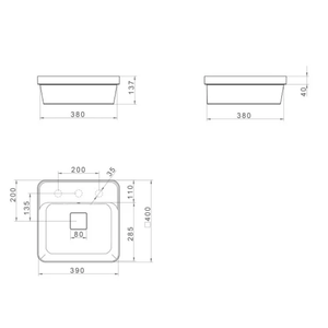 Cuba Sobrepor Quadrada Mesa Slim Cinza Antracite 40,0x40,0x13,5 Cm - Deca