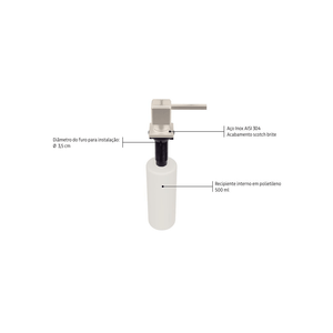 Dosador De Sabao Square Inox 500ml - Tramontina