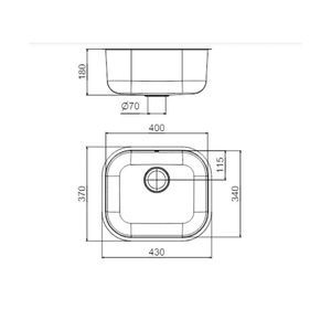 Cuba Embutir Invicta Cs0  Alto Brilho Furo De 3 1/2 -40x34x18/ 0,6 - Docol