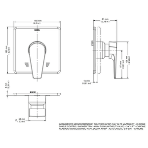 Kit 2 Acabamentos Monocomando Lift Baixa Pressão 3/4 - Docol