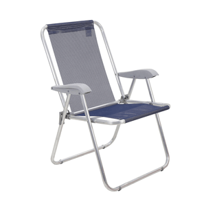 Cadeira De Praia Creta Master Em Aluminio Com Assento Azul Escuro - Tramontina