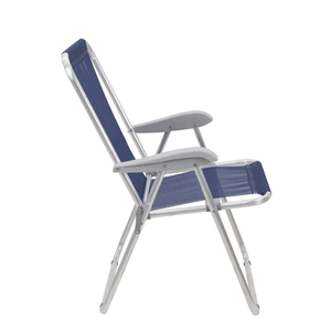 Cadeira De Praia Creta Master Em Aluminio Com Assento Azul Escuro - Tramontina