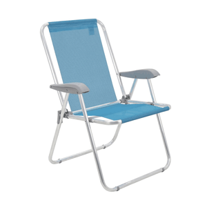 Cadeira De Praia Creta Master Em Aluminio Com Assento Azul - Tramontina